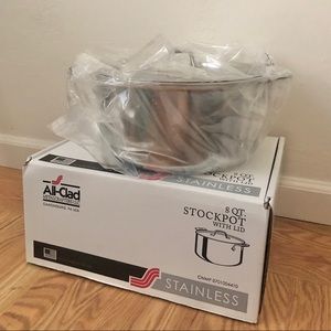 NEW All Clad Stainless Steel 8 Qt Stock Pot D3